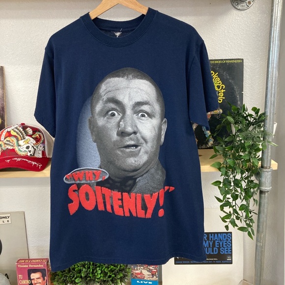 1998 The Three Stooges “Why Soitenly!” Curly Big Face T-shirt size Medium - Picture 2 of 2
